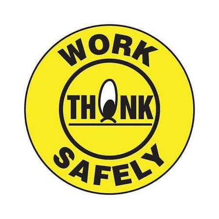 ACCUFORM Hard Hat Sticker, 214 in Length, 214 in Width, THINK WORK SAFELY Legend, Adhesive Vinyl LHTL326